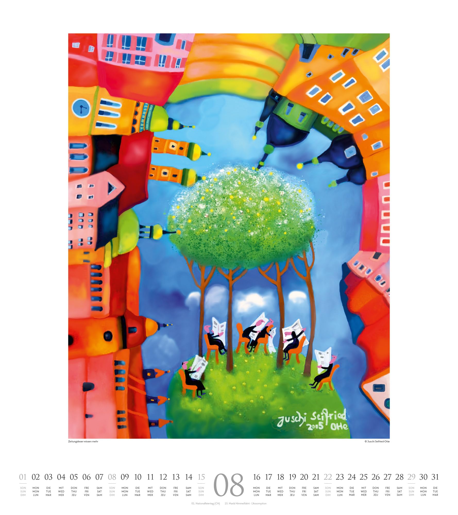 Naive Malerei Kalender 2027: Farbenfroher Kunst-Kalender im großen Hochformat (48x54 cm) | Fröhliche und fantasievolle Gemälde