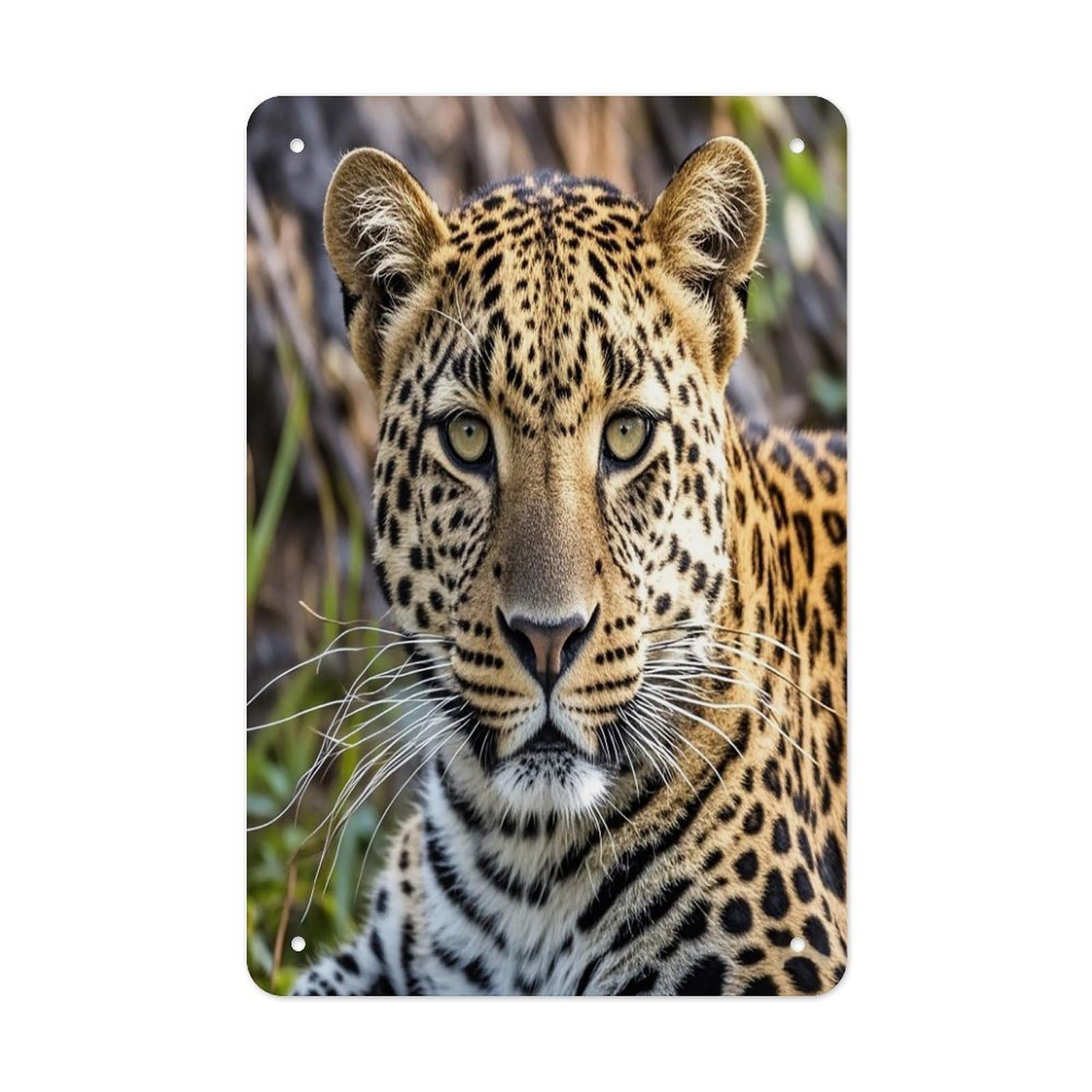 African Animal Leopard Metal Tin Sign Funny Vintage Metal Signs Metal Art Poster Man Cave Decor Retro Tin Sign for Home Office Kitchen Bar Cafe Garden Wall Decor 11.8 X 7.9 Inch