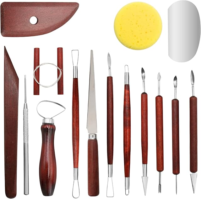 Clay Tools Kit, 16 PCS Polymer Clay Tools,Ceramics Clay Sculpting Tools Kits, Air Dry Clay Tool Set for Adults, Kids, Pottery Craft, Baking, Carving, Dotting, Molding, Modeling, Drawing,Shaping
