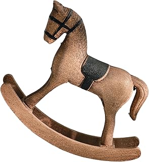 Wooden Rocking Horse Figurine Vintage Wood Rocking Horse Decor Decorative Table Centerpiece for Home Bar Living Room Good Luck Symbol