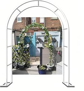 Arche de Jardin 288 CM avec 2 Bacs Jardinière et Treillis Pergola avec Tubes Métalliques Système d'Auto-Arrosage et Roues Verrouillables