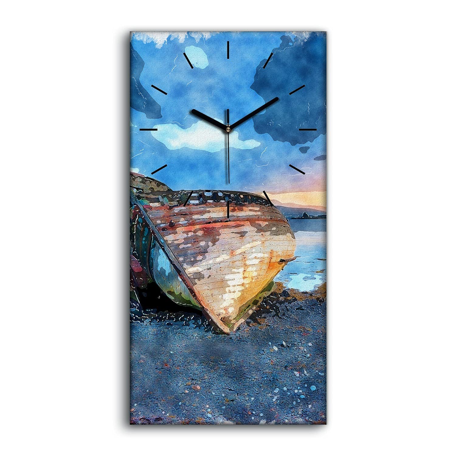 Horloge sur Toile Silencieuse Ne Pas Tic Tac Aquarelle 30x60