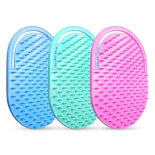 GLUN® Pocket Hair & Beard Massage Comb, Pack of 3 Portable Scalp Massager, Thin and Round Shape for Men and Women