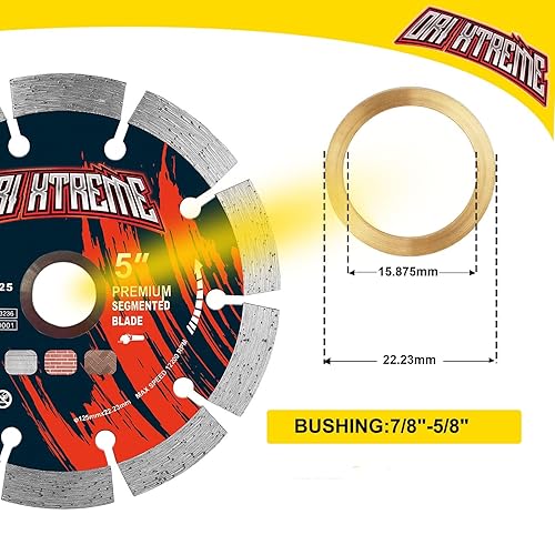 Vista 100 de Hoja de sierra de diamante de 10 pulgadas, 5 piezas, hoja segmentada de uso general para hormigón de corte seco/húmedo, mampostería, ladrillo