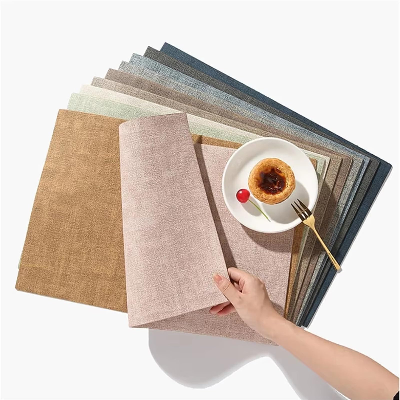 Manteles Individuales Lavables Mantel Individual de Doble Cara Cuero, Antideslizante, Cuadrado, for Cocina, Interior y Exterior para Cocina(Black,4pcs 43x30cm)
