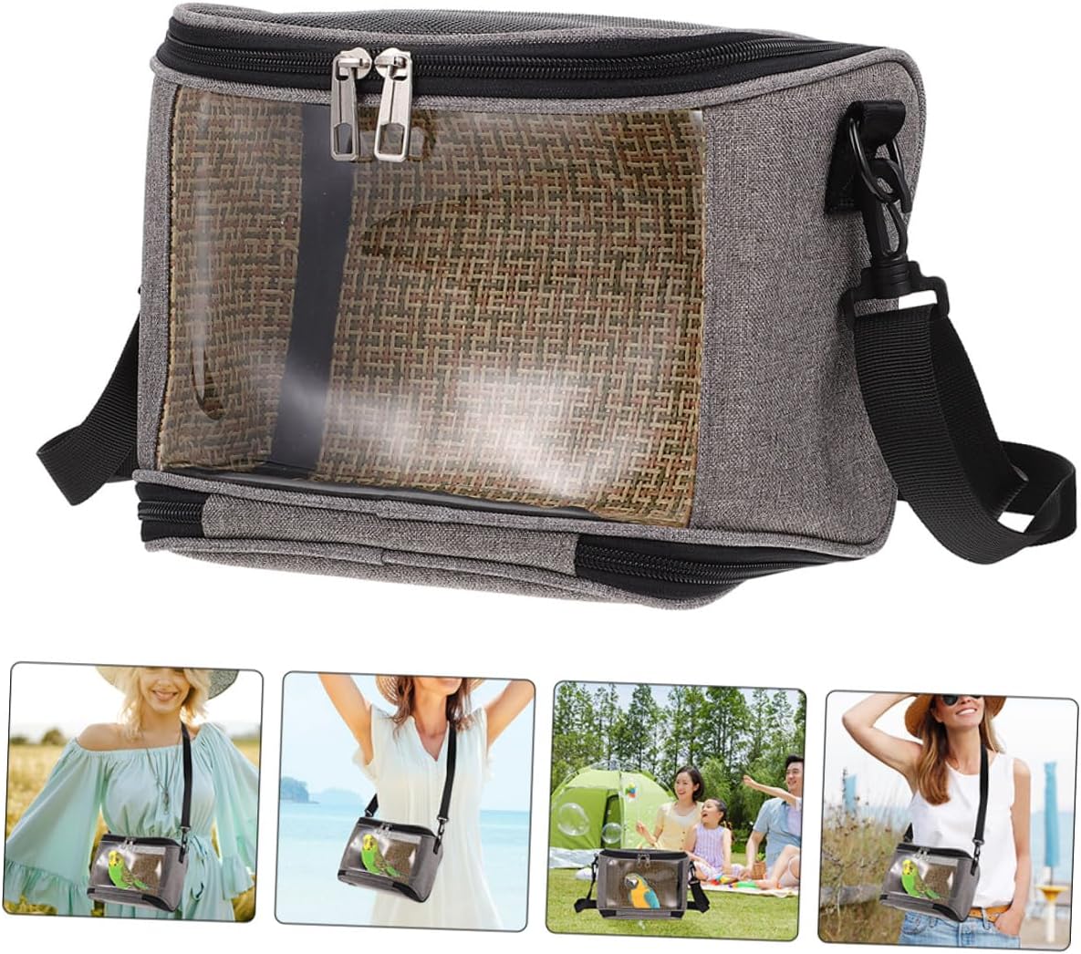 Small Pet Carrier Bag for Hamster and Rat, Portable Breathable Travel Carrier with Zipper, Gray Small Animal Carrying Pouch for Gerbil, Hedgehog, Guinea Pig Outdoors