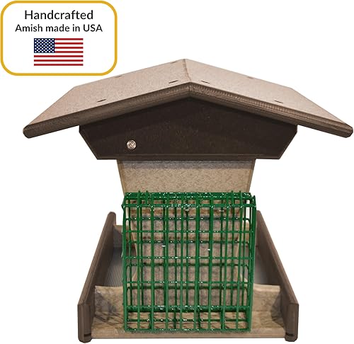 Miniatura 8 de Poly Deluxe - Comedero para pájaros con dos jaulas de sebo para tartas, comedero de sebo para pájaros silvestres para exteriores, fabricado en