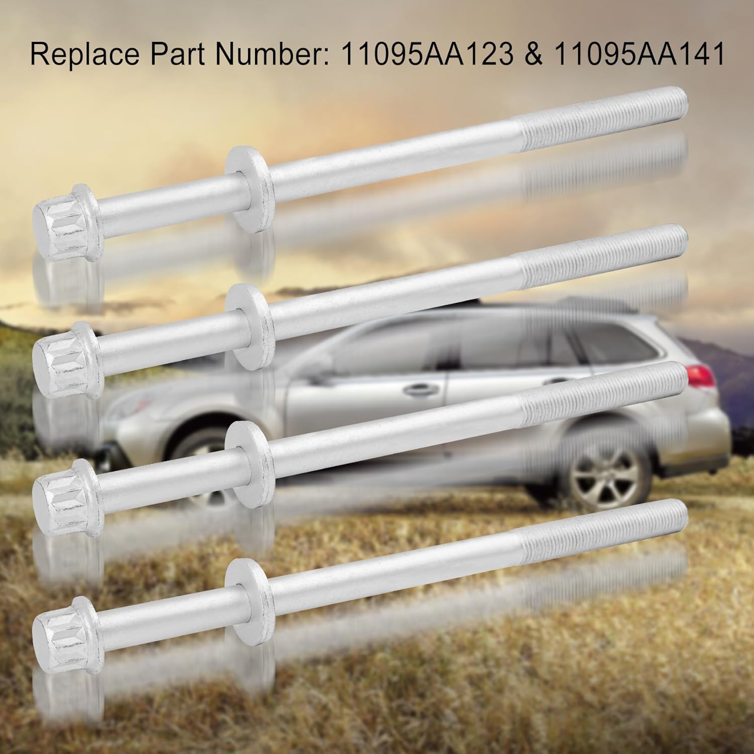 12 Head Bolt Kit Replacement 11095AA123 11095AA141, Fit for Subaru Baja Forester Impreza Legacy Outback