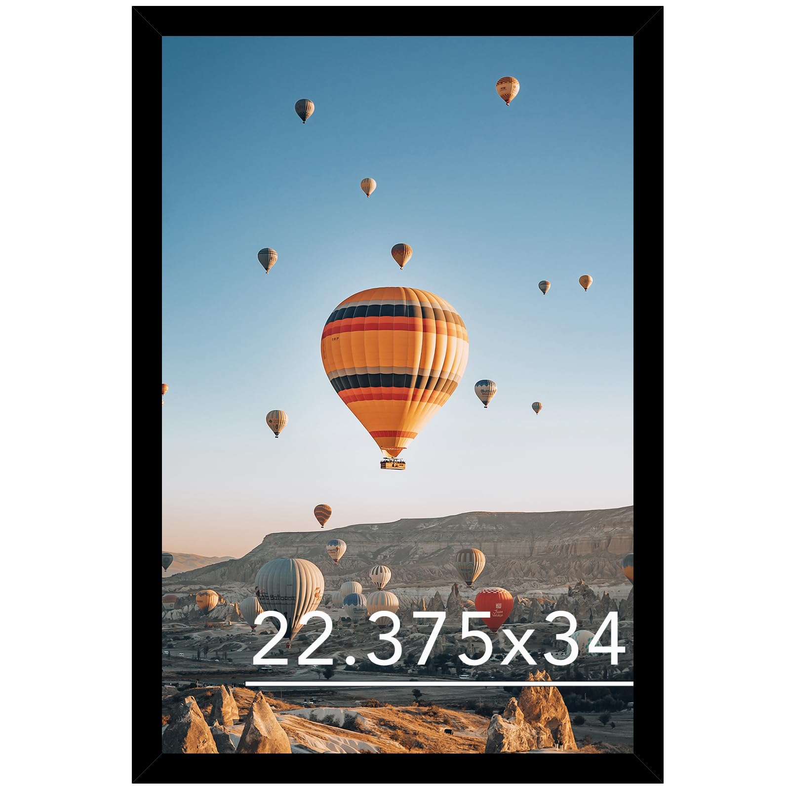JCJMY 22.375x34 Picture Frame Black for Poster Puzzle Photo Picture, Horizontal and Vertical Formats for Wall Hanging, 22.375 x 34 Wall Gallery Poster Photo Frame for 22.375 by 34 Photos Posters,Black