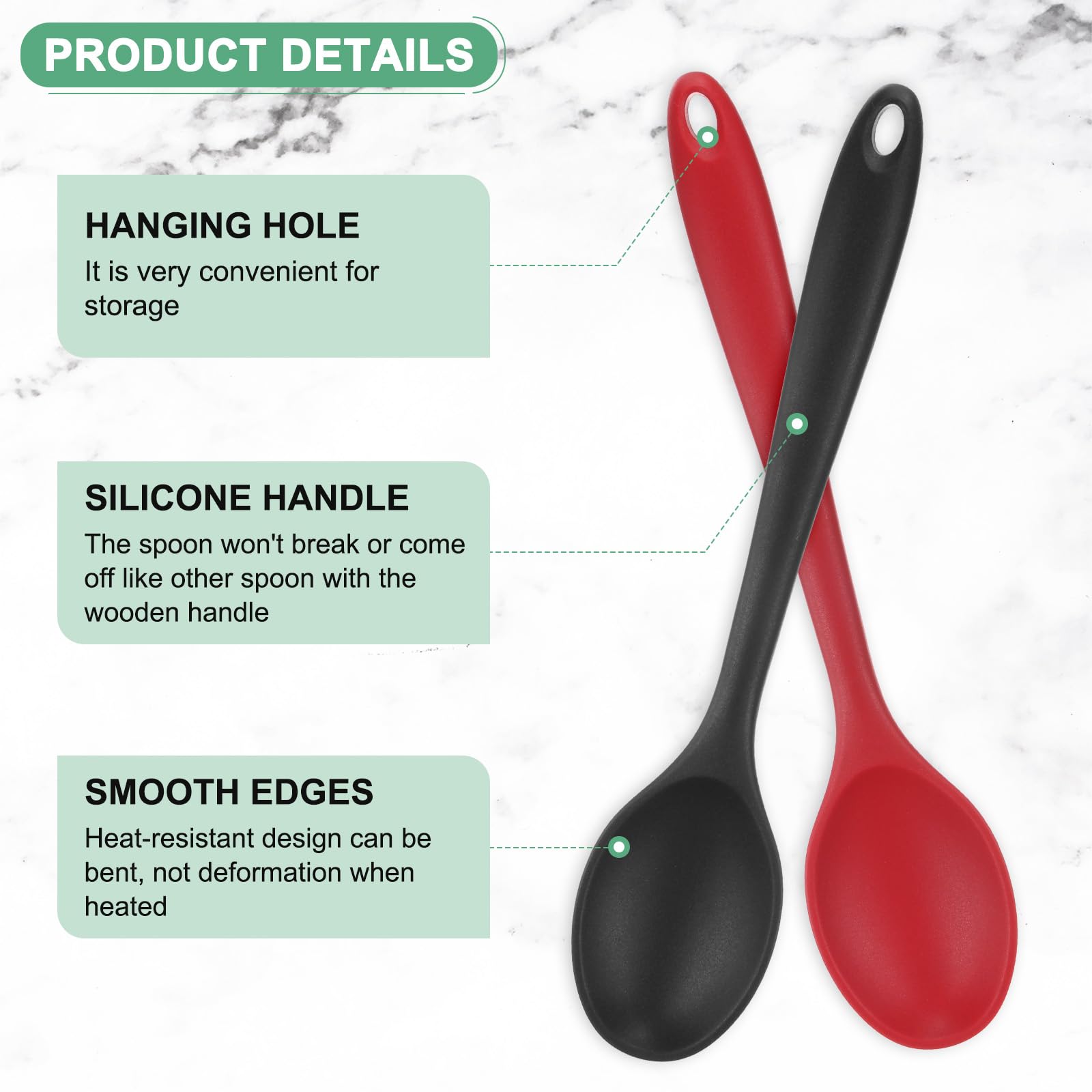 M METERXITY 2-Pack Silicone Spoons for Cooking, 10.6