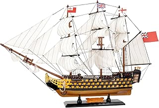 NAUTIMALL HMS Victory Model Ship, 24 inch Handcrafted Wooden Replica with Canvas Sails, Naval Warship Display Model (V60)