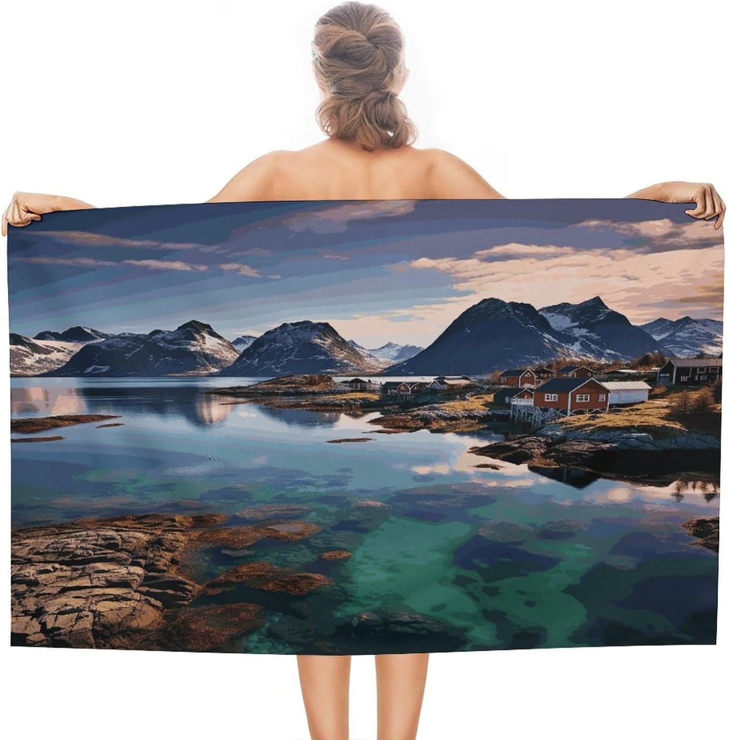 Swimming Towel, Norway Islands Printed Fashion Towel,Portable Towel,Durable Towel