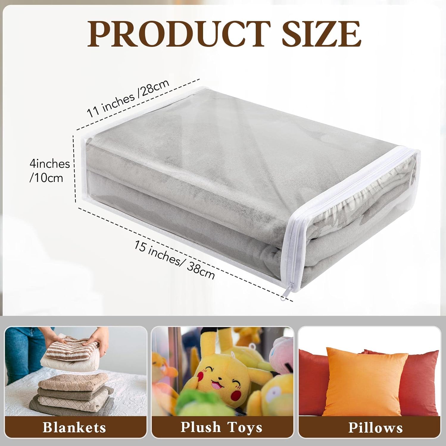 Riakrum 30 Pack Clear Zippered Storage Bags, 15x11x4 inches, Vinyl Plastic Sweater Sheet Organizers Storage Bags, PVC, for Clothes, Sheet, Blankets, Fabrics Organizers (White) - Image 4