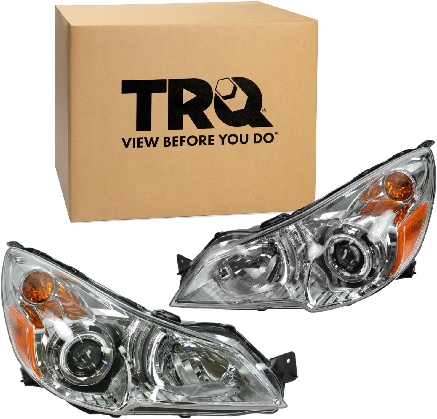TRQ Headlight Assembly Set for Subaru Legacy/Outback (2010–2012) 2-piece halogen
