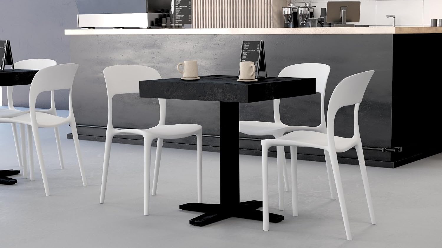 Mobili Fiver, First Bar Table, Concrete Effect, Black, Made in Italy