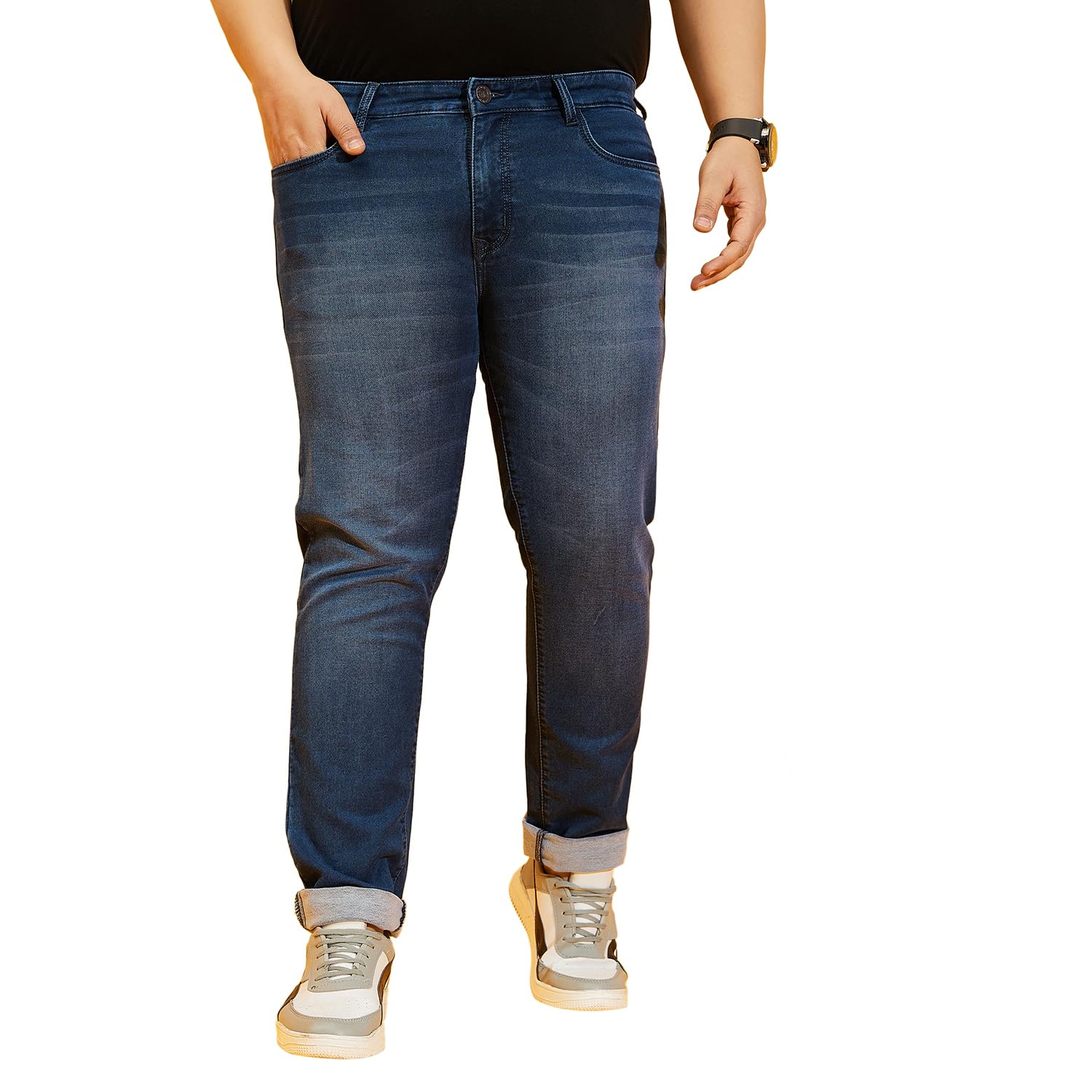 bigbanana Plus Size Men's Regular Fit Solid Jeans-picture-26