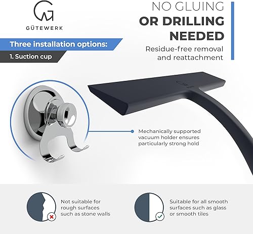 Vista 39 de GÜTEWERK Escobilla de ducha para puertas de vidrio, escobilla de silicona para ventanas, baño y limpieza de vidrio, color negro, 9 pulgadas