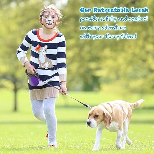 Miniatura 6 de Correa retráctil de alta resistencia para perros de 16 pies resistente y duradera para perros de talla S a L de hasta 45/115 libras, sistema de