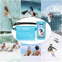 ivoler Vízálló Övtáska Mobiltelefon Tokkal - Univerzális Strandtáska Vízi Sportokhoz, Úszáshoz, Hajózáshoz, Világoskék 9