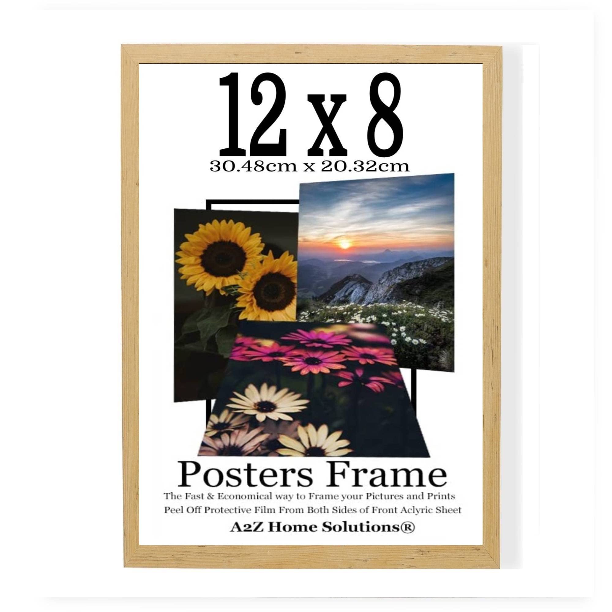 A2Z Home Solutions® Multi Pack 12x8 Photo Frame Multipack with Safe Clear Perspex Front & Wall Hanging Hooks MDF Backboard Display Picture Photograph Portrait or Landscape (Single)