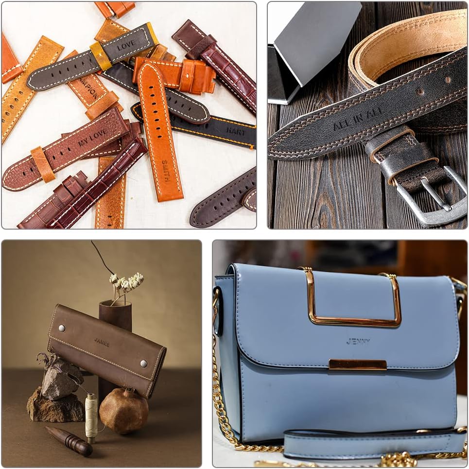 38 PCS Leather Stamping Tools, Leather Stamping Kit with 36pcs Letters and Numbers, Rubber Hammer for Leather Working