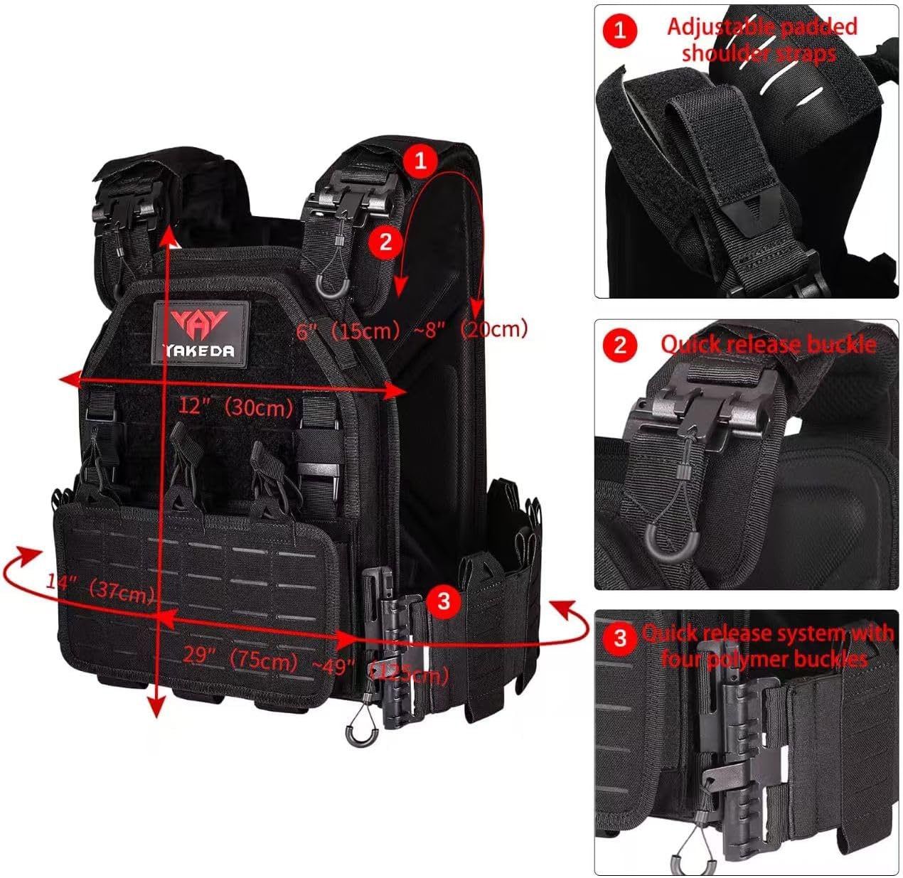 Tactical Outdoor Vest for Men Quick Release Laser-Cutting Modular Vest for Trainning Hiking...