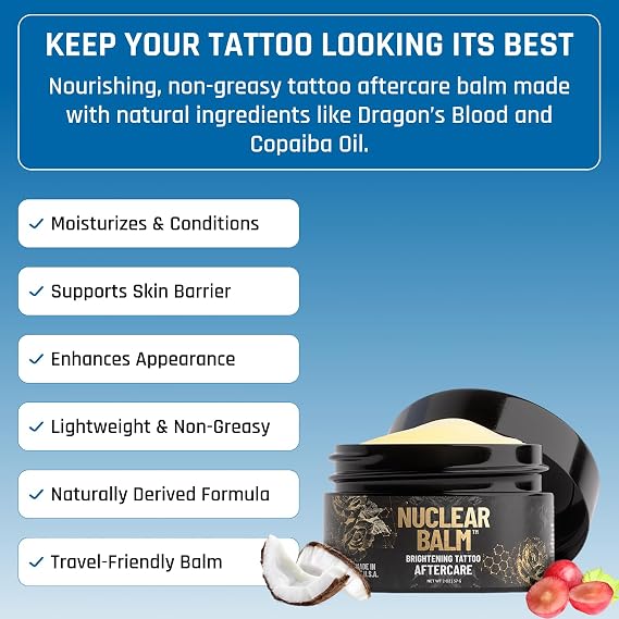 Derm Dude Tattoo Aftercare Set | with Brightening Nuclear Balm & Advanced Tattoo Soothing Gel | Alleviates Itchiness Redness & Irritation | Moisturizing & Non-Greasy| For New & Existing Tattoos