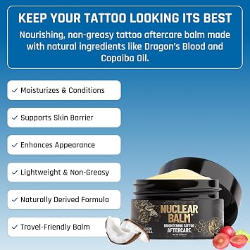 Derm Dude Tattoo Aftercare Set | with Brightening Nuclear Balm & Advanced Tattoo Soothing Gel | Alleviates Itchiness Redness & Irritation | Moisturizing & Non-Greasy| For New & Existing Tattoos