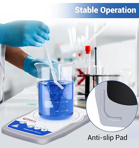 Miniatura 6 de FOUR E'S SCIENTIFIC Agitador magnético ultraplano, mini agitadores de laboratorio con placa de agitación magnética 50-1500 RPM SIN calefacción