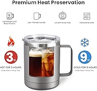 Vista 3 de MEWAY 12oz Coffee Mug With Handle 8 Pack Bulk,Stainless Steel Insulated Travel Tumblers With Sliding Lid,Double Wall Vacuum Camping Cup for Hot &