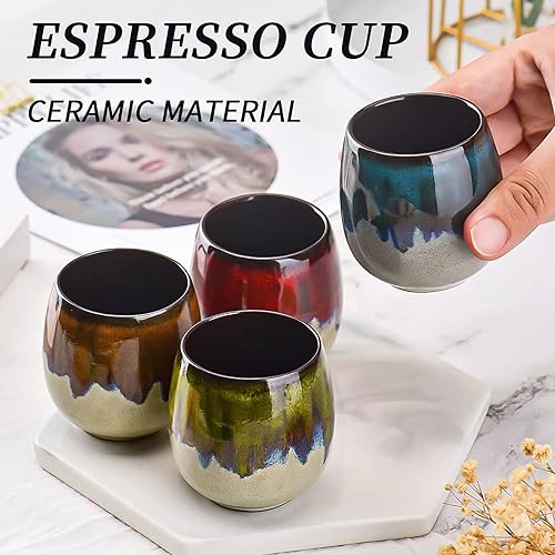 Miniatura 3 de Juego de 4 mini tazas de café de cerámica, tazas de café de 3 onzas, tazas de café de porcelana, tazas Demitasse, estilo moderno, sin manos, aptas