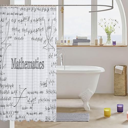 Miniatura 10 de Cortina de ducha de matemáticas y geometría científica para niños y niñas, cortinas temáticas matemáticas, cortina de baño con ecuación matemática,