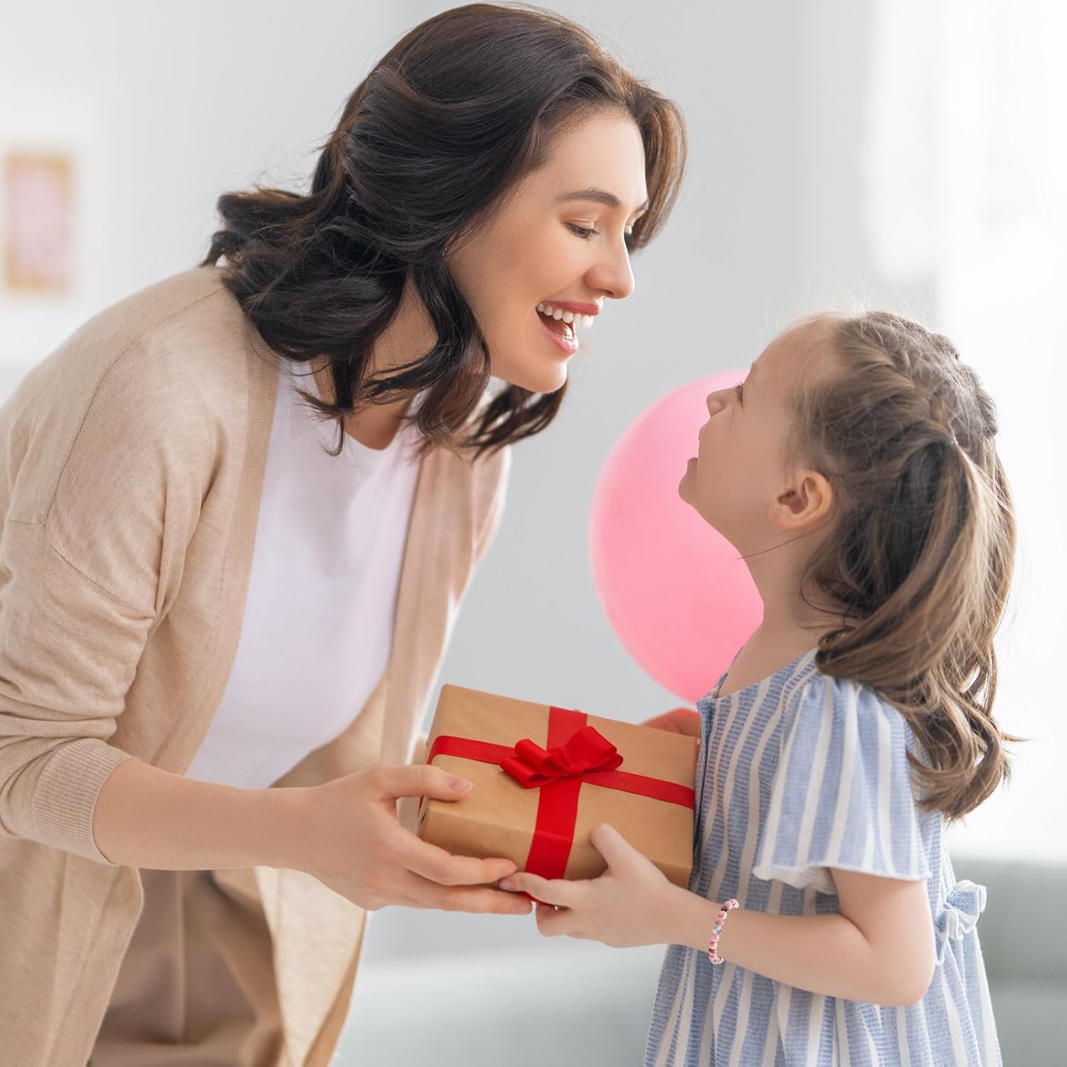 Gifts for Mom/Wife/Daughter/Granddaughter Natural Stone and Love Moonstone Bracelet for Women Birthday Mothers Day Thanksgiving Christmas Gifts - Image 3