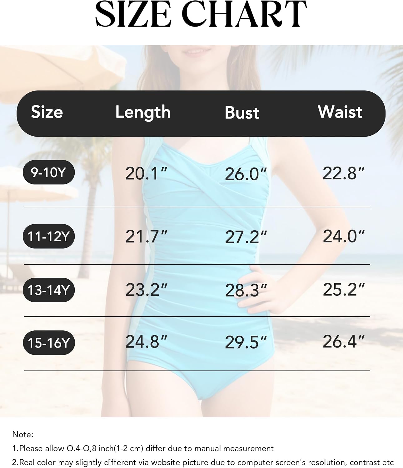 Girls Swimsuit One Piece,Cross Ruched Front+Chest Pads-Girls Bathing Suit Swimwear