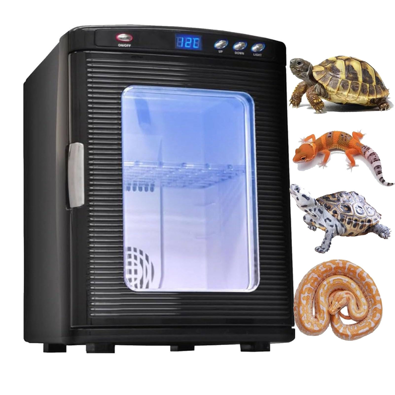 25L Reptile Egg Incubator with Digital Temperature Control(5-60°C) - for Snake,Tortoise,and Lizard Breeding - Herp Nursery Hatch with LED Display, Auto-Turn,and Dual Ventilation,A