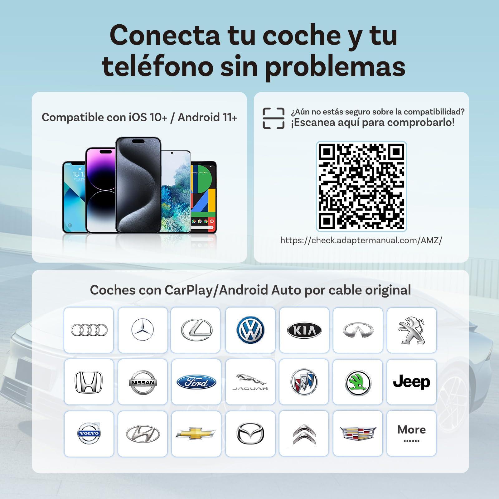 2026 Mejorado OTTOCAST Mini Slim(Edición USB-C), 2 en 1 inalámbrico adaptador de CarPlay y Android Auto para iOS 10+ y Android 11+, compatible multiusuario, convierte de cableado a inalámbrico (Negro)