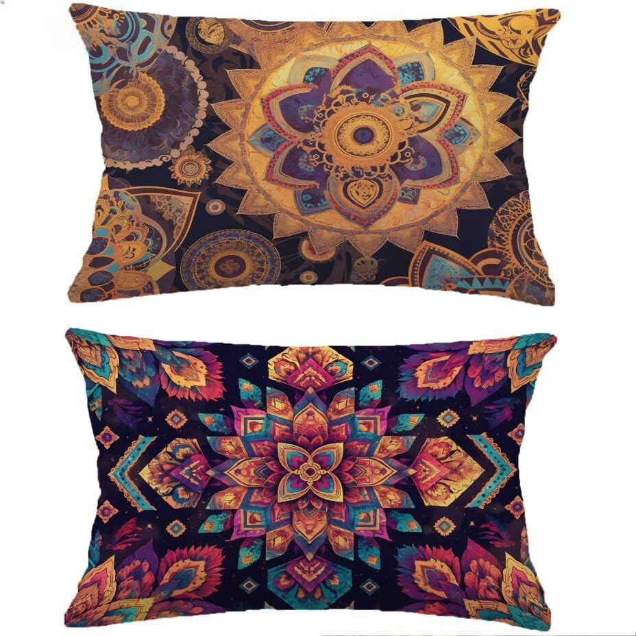 Housse de coussin de jardin rectangulaire aspect lin : coussin extérieur 60x90 cm