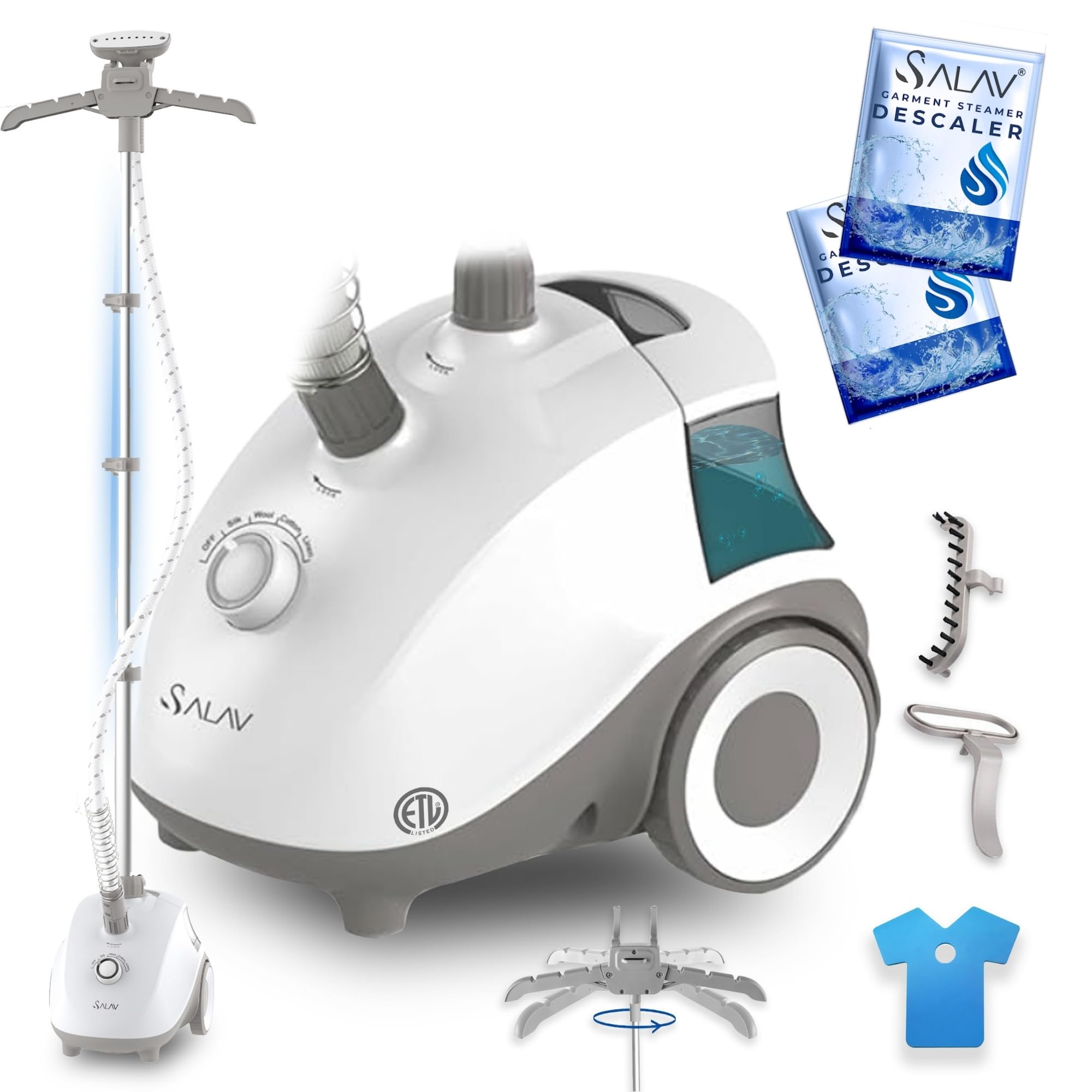 SALAV GS18-DJ スチーマー 衣類 スチーム スタンド式 スタンド型 連続スチーム Standing Garment Steamer with Roll Wheels Amazon.com: SALAV® Standing Steamer for Clothes, 1500W Powerful