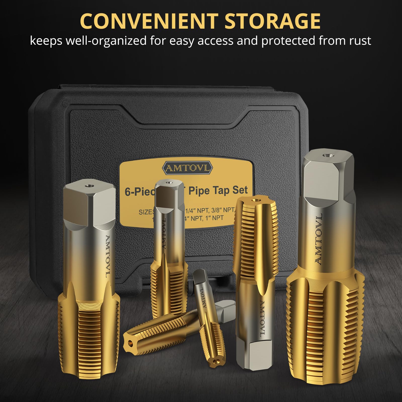 AMTOVL Pipe Tap Set - 6 Sizes, NPT Threading -7