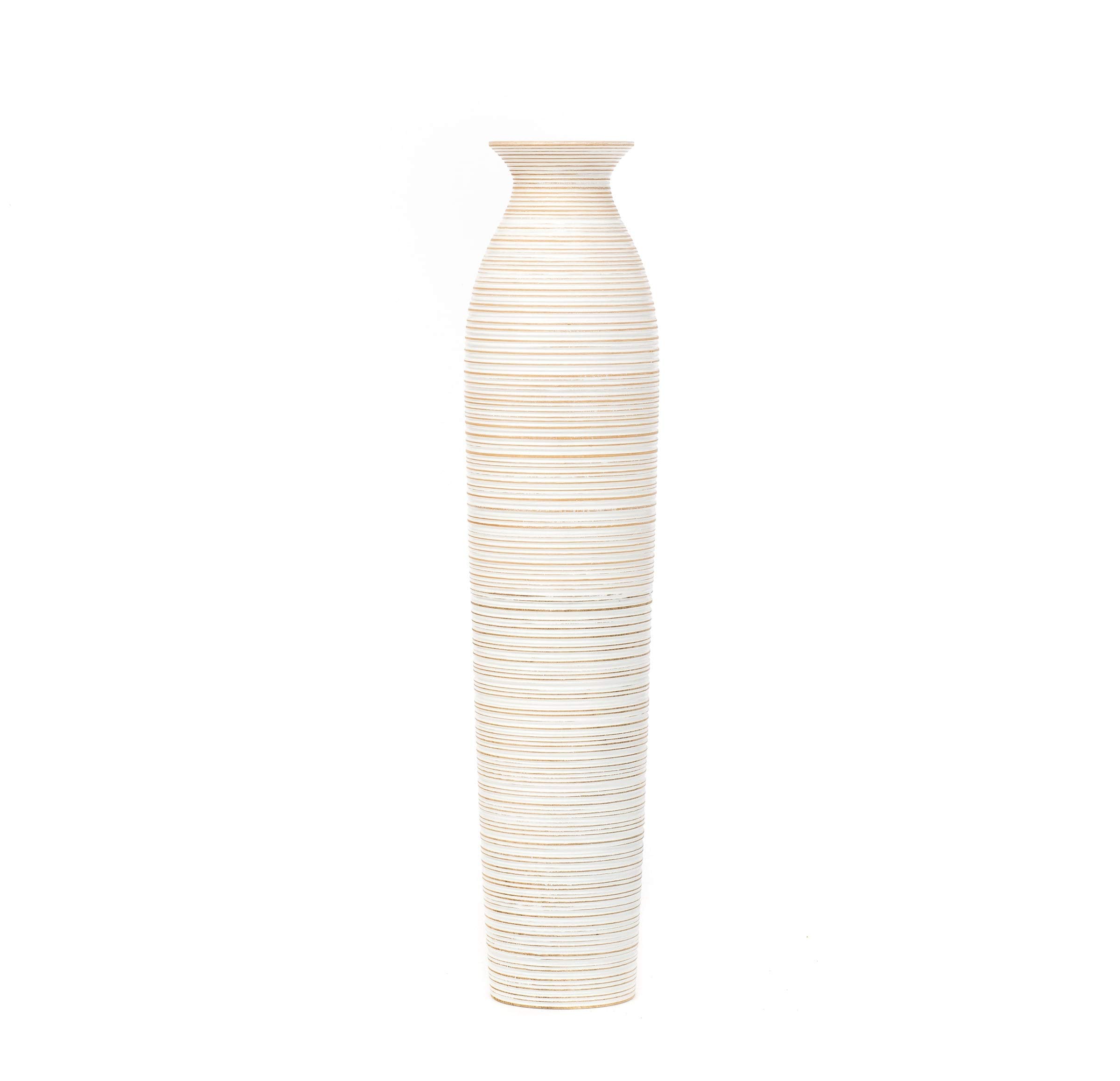 Leewadee Grand Vase de Sol 85 cm Bois de Manguier Pampa & Fleurs Séchées