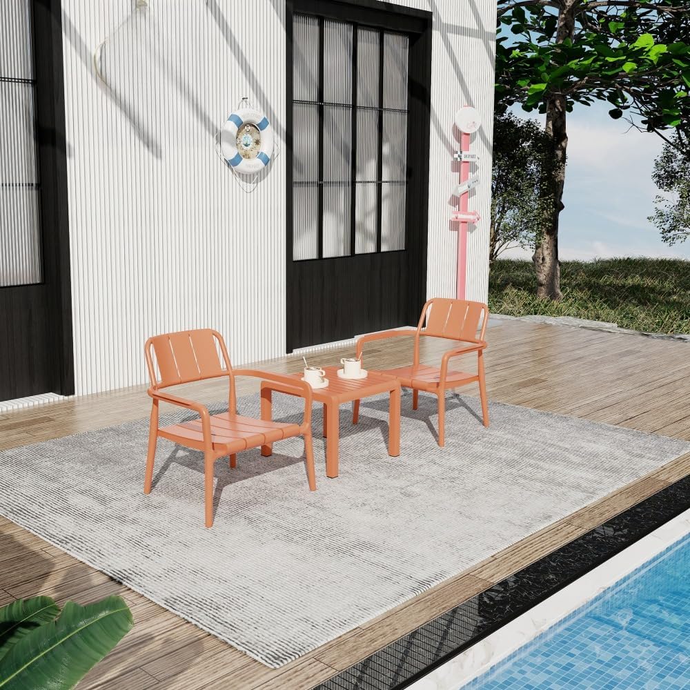 PP Single-Seater Chairs and Coffee Table Set for Indoor Outdoor Use – Lightweight Polypropylene Furniture for Living Room Balcony Beach