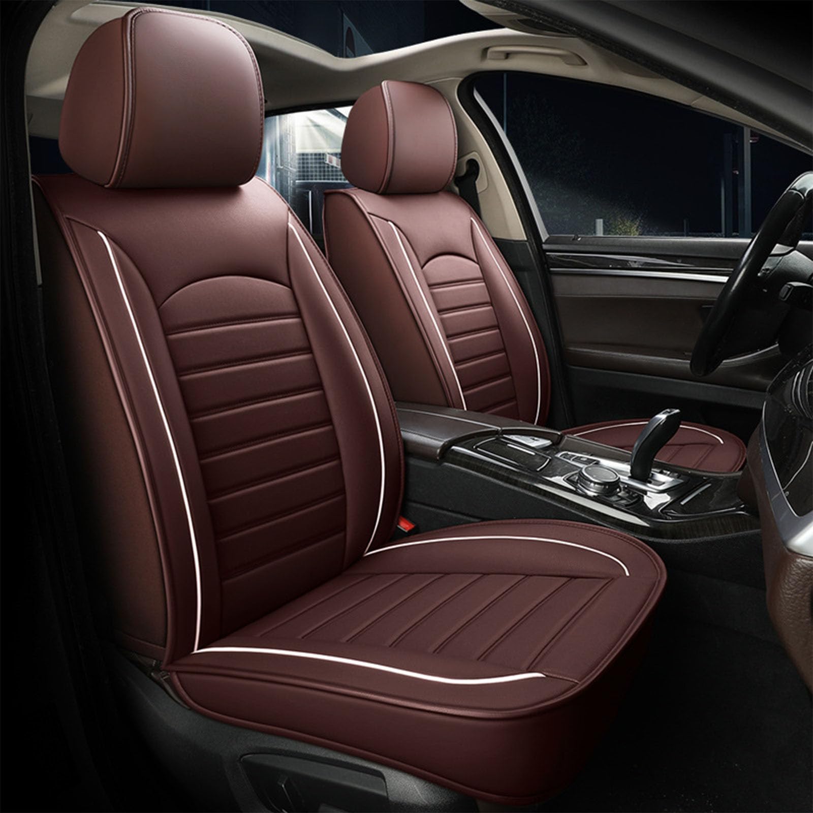 Car Seat Covers Front Pair, Compatible with Audi Q3 (F3) 2018-2023, Car Seat Cover Set Fitting Set Of 2 Seat Protectors,E Brown