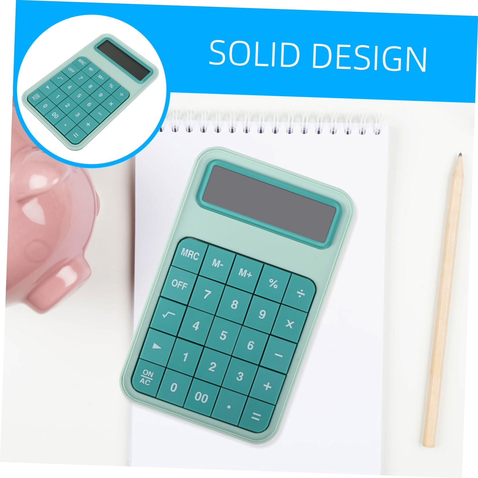 Calculadora de Oficina 12 Dígitos Pantalla LCD Grande Verde