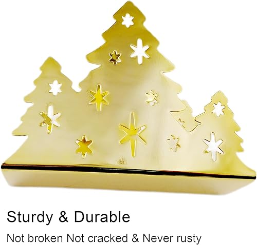 Miniatura 2 de Lysenn Servilletero navideño para mesas, dispensador de pañuelos para encimera de cocina, acero inoxidable resistente mejorado, almacenamiento y