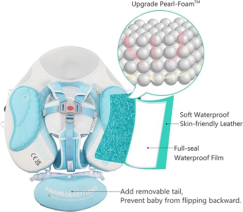 Miniatura 2 de Mambobaby Flotador de natación para bebé con toldo sólido para piscina, entrenamiento de natación, flotadores de agua sin aire, flotador de agua no