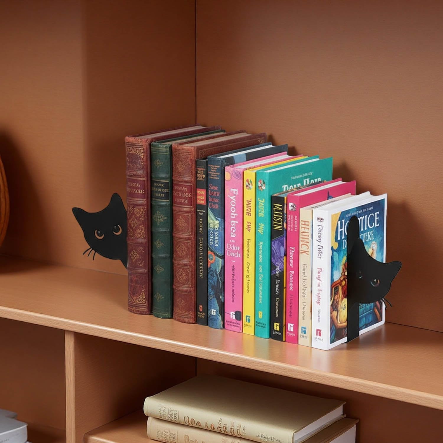 Fermalibri Gatto in Metallo 2 Pezzi Nero