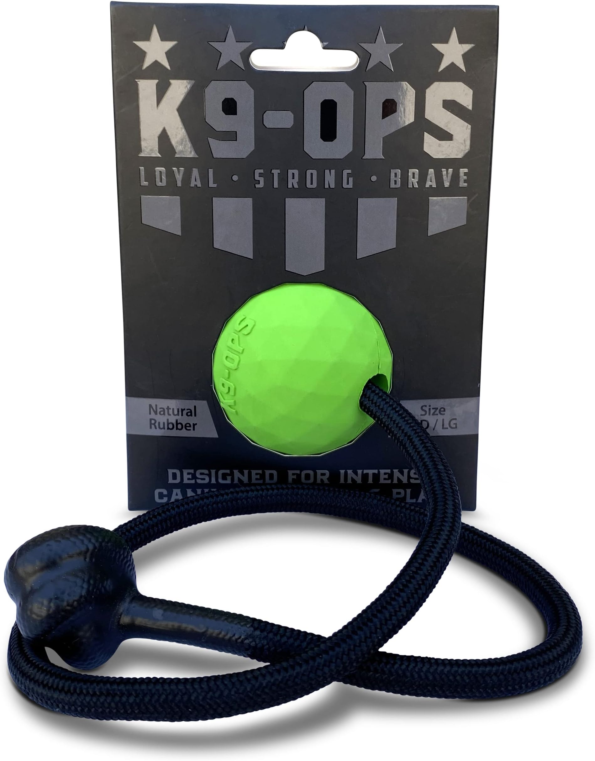 Dog Ball on a Rope Moki Tug Toy - Solid Rubber Fetch Training Reward - Large Dogs Tugs Durable Aggressive Chewers (Envy Green, MD/LG)