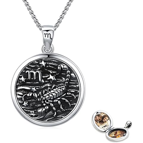 Zodiac Locket Necklace 925 Sterling Silver Constellation Personalized Customized Ph...