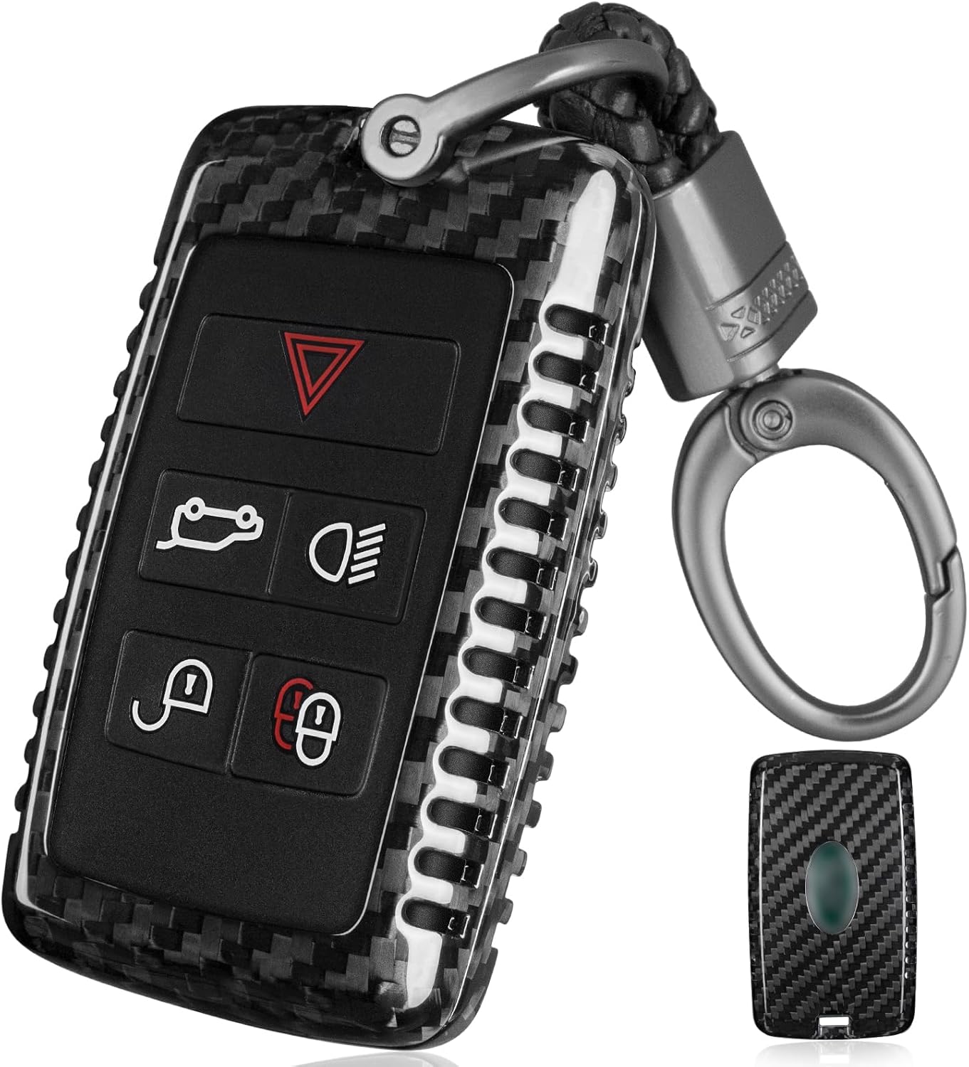 T-carbon Real Carbon Fiber Key Fob Cover Compatible with LanRover,Key Fob Protector Case with Keychain Compatible with Defender 110 S Dsicovery Vogue Sport Dsicovery HSE Velar