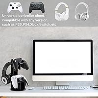 Vista 6 de BATEDI Universal Stand Controller Holder Headset Stand 2 Tier Controller Stand for Xbox ONE PS4 PS5 Xbox Headphone Stand Gamepad Holder for Desk